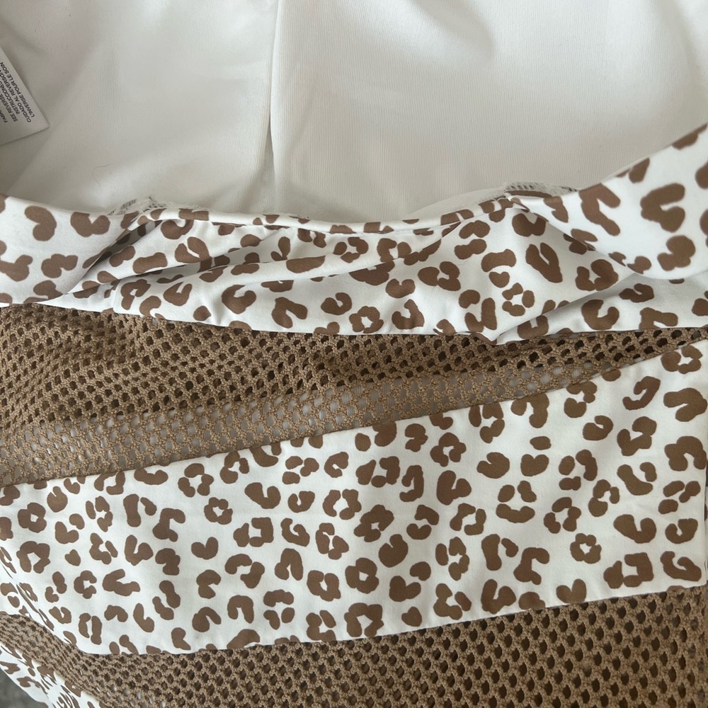 Girls Leopard Print One-Piece Swimsuit in Cream and Brown Size 6   11”PTP NEW - Picture 7 of 9